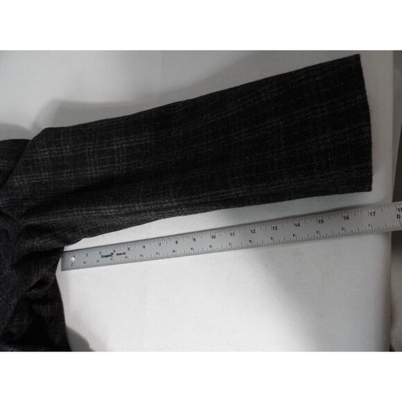 Kenneth Cole Reaction Mens Blazer Large 42 Wool Plaid Black Tweed Sport Coat - Picture 13 of 13